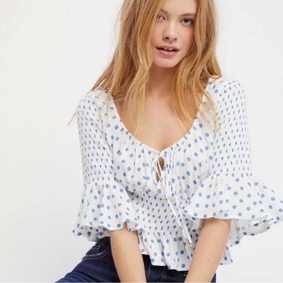 FREE PEOPLE Milkmaid Bell Sleeve Top - Picture 1 of 7